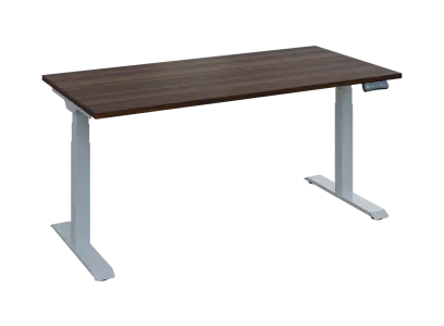 Fleximax 28-16 výškově nastavitelný stůl, kovová podnož stříbrná, deska 25 mm, široký 1600 mm, ořech královský